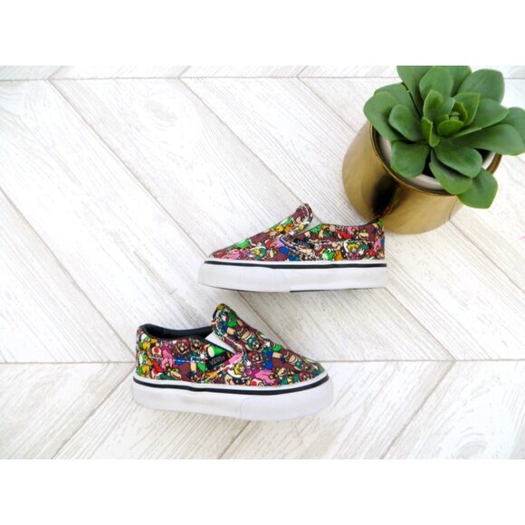 NEW! VANS x Nintendo Super Mario Bros Game Over Slip On Sneakers SZ 4 Toddler - Picture 3 of 7